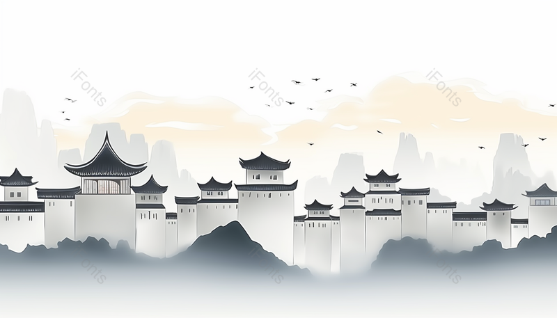 马头墙江南山水画,插画/手绘图,插画/手绘图库,插画/手绘图下载,插画/手绘